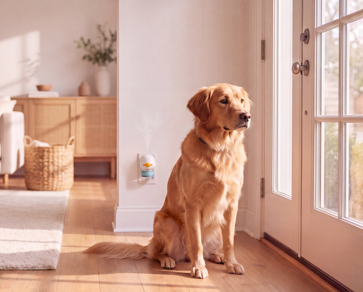 Dog resting comfortably at home